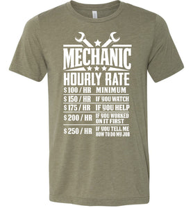 Funny Mechanic Hourly Rate Shirt