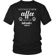 Load image into Gallery viewer, I Just Want To Drink Coffee And Pet My Labrador Retriever T-shirt teelaunch District Unisex Shirt Black S