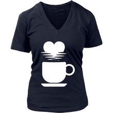 Load image into Gallery viewer, My Love For Coffee T-shirt teelaunch District Womens V-Neck Navy S