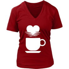 Load image into Gallery viewer, My Love For Coffee T-shirt teelaunch District Womens V-Neck Red S