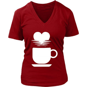 My Love For Coffee T-shirt teelaunch District Womens V-Neck Red S