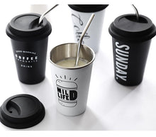 Load image into Gallery viewer, Stainless Steel Cups with Lid Straw my coffee shop.com 