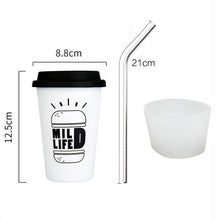 Load image into Gallery viewer, Stainless Steel Cups with Lid Straw my coffee shop.com HAMBURGE 