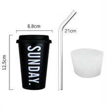 Load image into Gallery viewer, Stainless Steel Cups with Lid Straw my coffee shop.com SUNDAY 